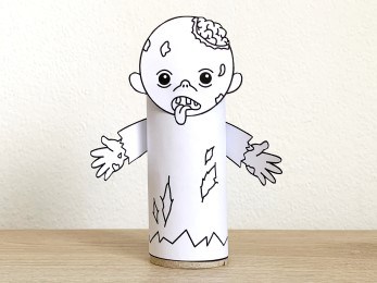 zombie toilet paper roll craft Halloween spooky day printable coloring decoration template for kids