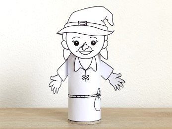 witch toilet paper roll craft Halloween spooky day printable coloring decoration template for kids