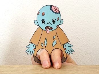 zombie finger puppet template printable Halloween craft activity for kids