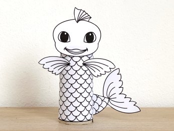 fish toilet paper roll craft ocean sea animal printable coloring decoration template for kids
