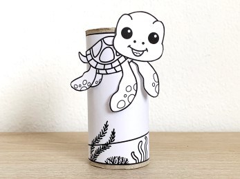 sea turtle toilet paper roll craft ocean sea animal printable coloring decoration template for kids