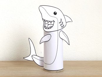 shark toilet paper roll craft ocean sea animal printable coloring decoration template for kids