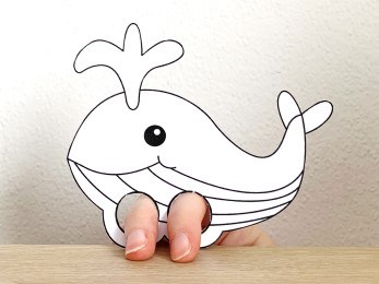 whale finger puppet template printable ocean animal coloring craft activity for kids