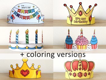 Birthday paper crowns printable - Kids craft - Happy Paper Time