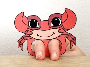 crab finger puppet template printable ocean animal craft activity for kids