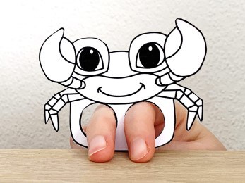 crab finger puppet template printable ocean animal coloring craft activity for kids