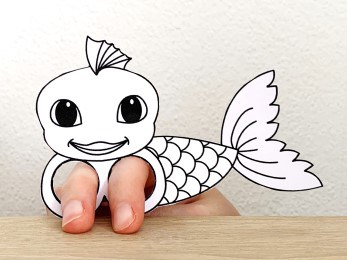 fish finger puppet template printable ocean animal coloring craft activity for kids
