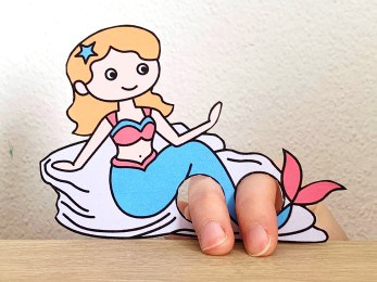 mermaid finger puppet template printable ocean sea craft activity for kids