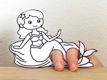 mermaid finger puppet template printable ocean sea coloring craft activity for kids