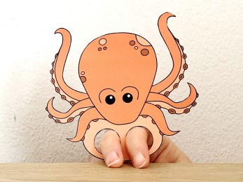 octopus finger puppet template printable ocean animal craft activity for kids