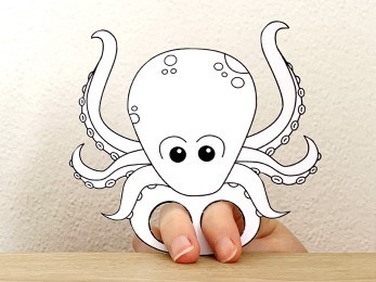 octopus finger puppet template printable ocean animal coloring craft activity for kids