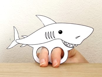 shark finger puppet template printable ocean animal coloring craft activity for kids