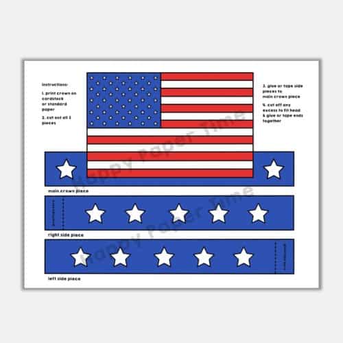 American flag crown printable 4th of July patriotic template paper craft for kids