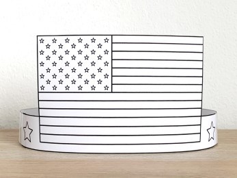 American flag crown printable 4th of July patriotic template paper coloring craft for kids