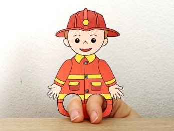 firefighter finger puppet template printable career day craft activity for kids