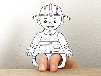 firefighter finger puppet template printable career day coloring craft activity for kids