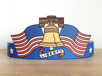 Liberty Bell crown printable President's Day 4th of July America patriotic template paper craft for kids