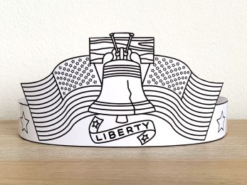 Liberty Bell crown printable President's Day 4th of July America patriotic template paper coloring craft for kids