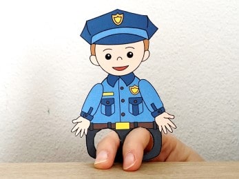 police officer finger puppet template printable career day craft activity for kids