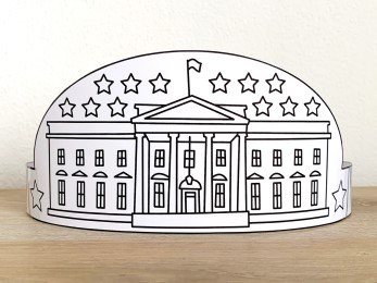 White House crown printable President's Day 4th of July patriotic template paper coloring craft for kids