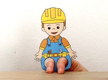 construction worker builder finger puppet template printable career day craft activity for kids