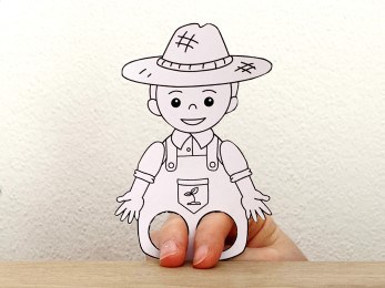 farmer finger puppet template printable career day coloring craft activity for kids
