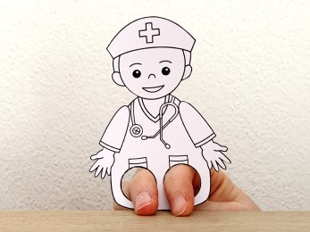 nurse finger puppet template printable career day coloring craft activity for kids
