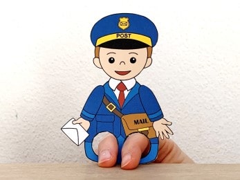 postman letterman finger puppet template printable career day craft activity for kids