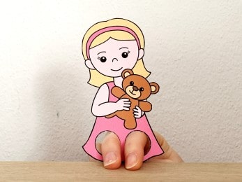 Little girl finger puppet printable paper craft for kids
