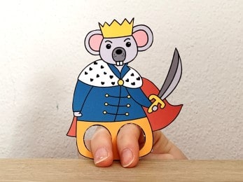 Mouse king finger puppet printable Nutcracker paper colored craft for kids