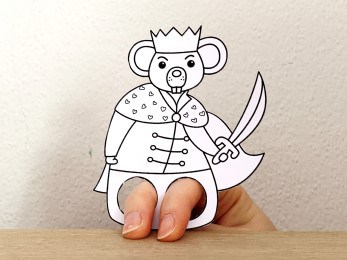 Mouse king finger puppet printable Nutcracker paper coloring craft for kids