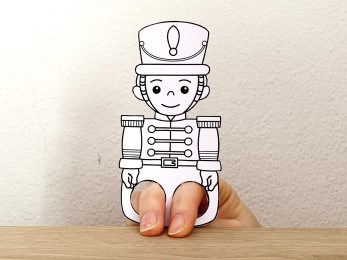 Nutcracker prince finger puppet printable Nutcracker paper coloring craft for kids