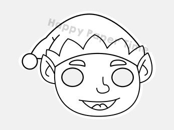 Christmas elf paper mask coloring craft activity for kids