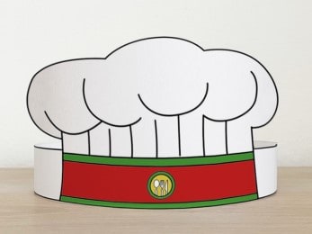 Chef hat crown printable community helpers Career Day template paper craft for kids
