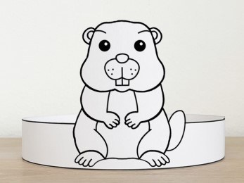 Groundhog Day crown printable winter spring template paper coloring craft for kids