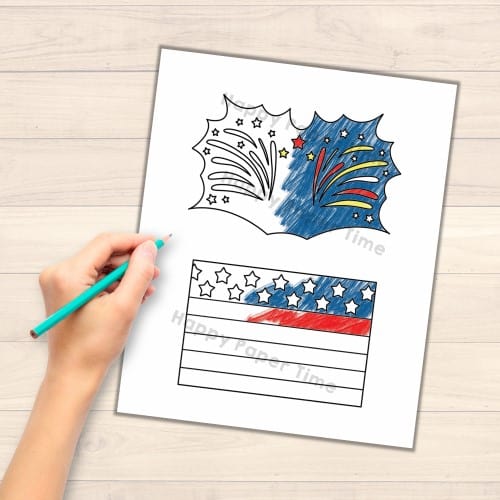 US flag toilet paper printable coloring craft for kids