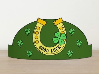 lucky horseshoe paper crown printable St. Patrick's Day template paper craft for kids March