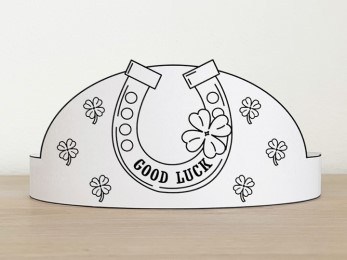 lucky horseshoe paper crown printable St. Patrick's Day template paper coloring craft for kids March