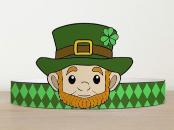 Leprechaun paper crown printable St. Patrick's Day template paper craft for kids March