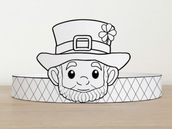 Leprechaun paper crown printable St. Patrick's Day template paper coloring craft for kids March