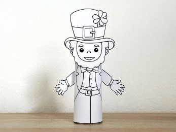 Leprechaun toilet paper printable coloring St. Patrick's Day craft for kids