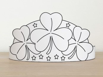 Shamrock clovers paper crown printable St. Patrick's Day template paper coloring craft for kids March