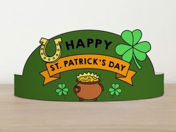St. Patrick's Day paper crown printable template paper craft for kids March