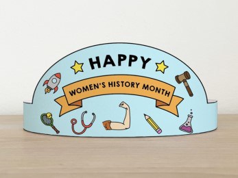 Women's History Month paper crown printable template paper craft for kids March