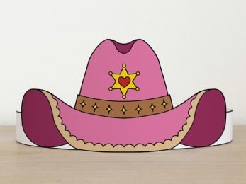 Cowgirl hat paper crown headband printable craft Wild West costume for kids
