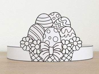 Easter basket eggs paper crown printable coloring craft Spring Easter for kids