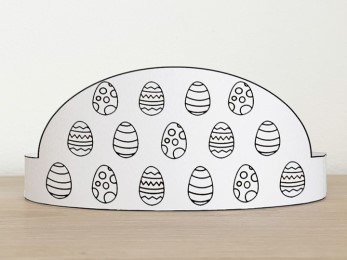 Easter eggs paper crown printable coloring craft Spring Easter for kids