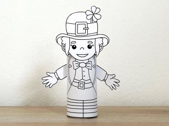 Leprechaun girl toilet paper printable coloring St. Patrick's Day craft for kids