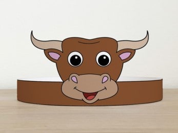 Longhorn cow paper crown headband printable craft Wild West costume for kids