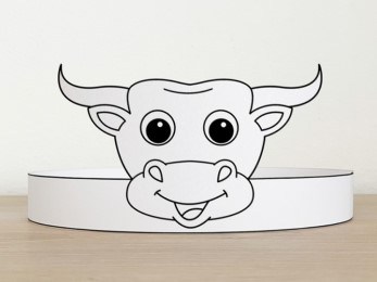 Longhorn cow paper crown headband printable coloring craft Wild West costume for kids